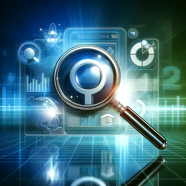 The image created represents the professional and detailed nature of the SEO report. It features a magnifying glass over a stylized website, symbolizing the in-depth analysis your service provides. The modern and digital design elements, combined with the trust-inducing blue and green color scheme, perfectly encapsulate the essence of your service.